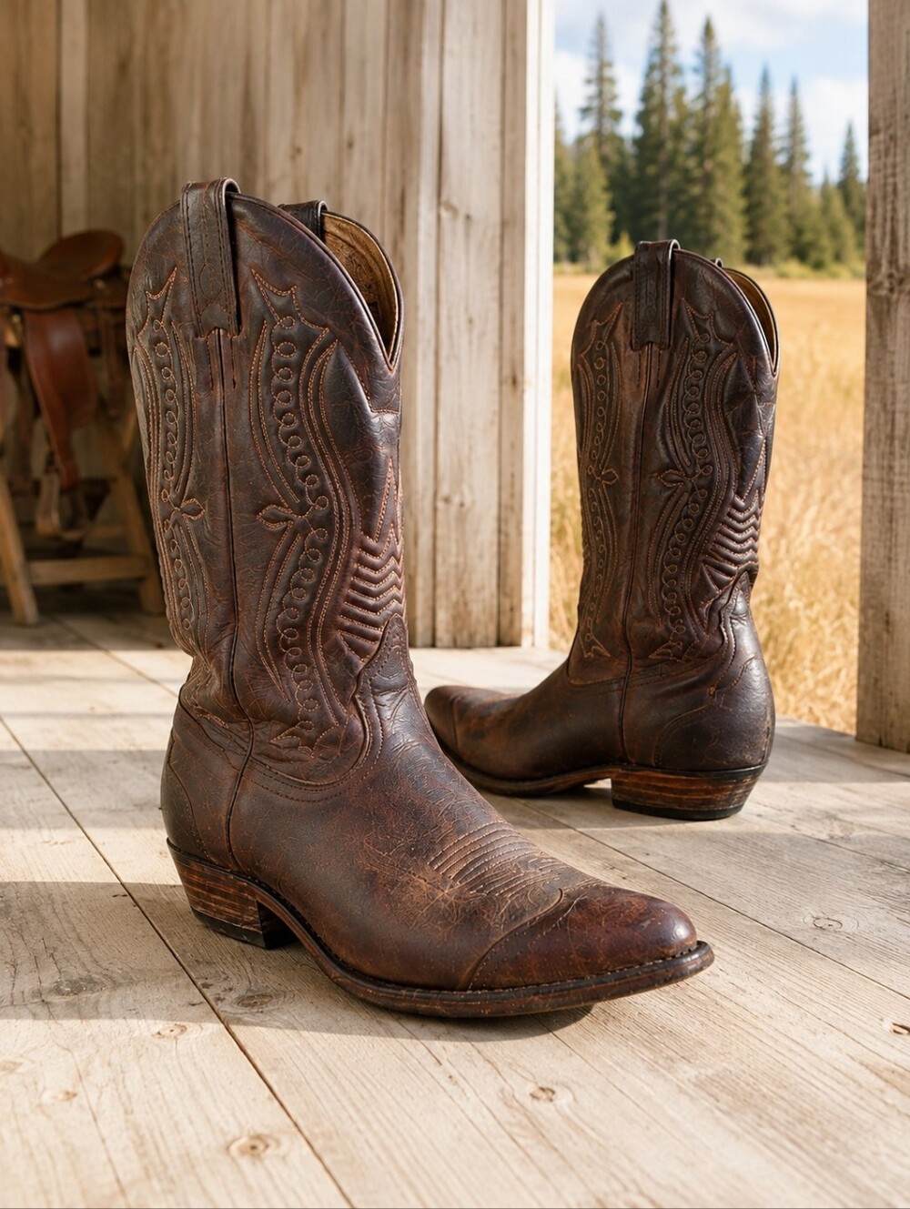 Boulet Vintage Brown Leather Cowboy Western Boots Men's 8 E Made Canada